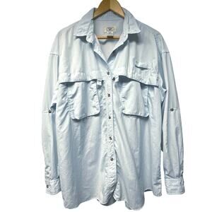 LL Bean Women’s Fly Fishing Shirt Size XL Light Blue Pockets Button Up Outdoors